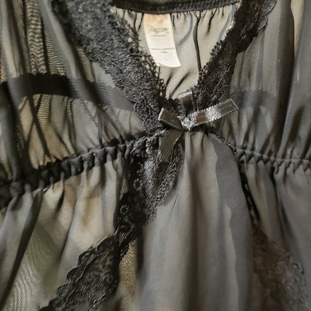 SEXY Black Lace Lingerie NWOT Sheer Babydoll Teddy